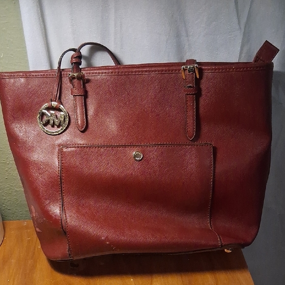 MICHAEL Michael Kors Handbags - Michael Kors Burgundy Tote Bag - Classic Leather Shoulder Bag